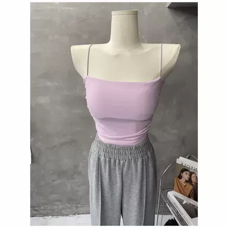 高级纯欲~内搭外穿吊带背心女胸垫一体修身显瘦上衣打底短款2022商品大图