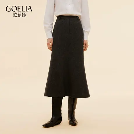 歌莉娅秋季新品花纱水洗羊毛鱼尾半裙1E9L2B460商品大图