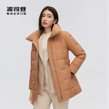 【鹅绒】波司登2023冬季新款羽绒服女中长立领收腰秋冬外套轻便图片