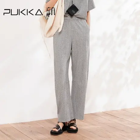 蒲PUKKA 全腰橡筋直筒裤女夏季新品运动针织萝卜长裤商品大图