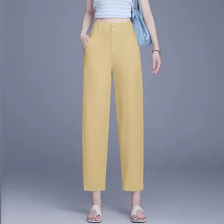 时尚哈伦裤女2025夏季新款高腰显瘦垂感休闲裤百搭气质九分萝卜裤商品大图