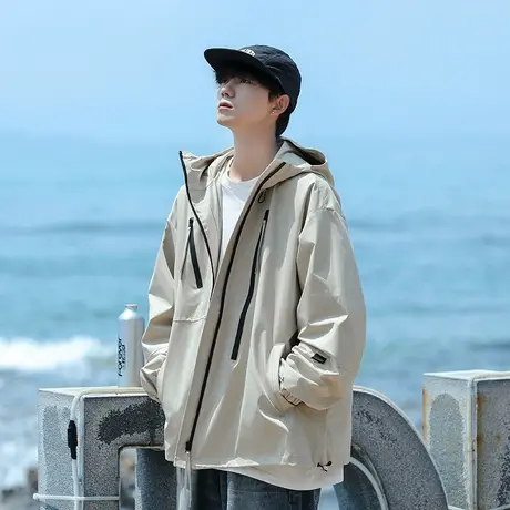 回力美式工装冲锋外套男春秋季2025新款休闲运动夹克男生登山衣服商品大图