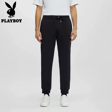 花花公子官方新款抽绳松紧腰休闲裤男款束脚运动裤宽松百搭长裤子图片