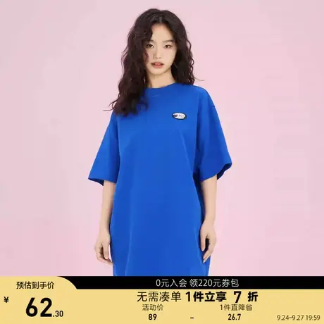 ONLY奥莱夏季字母logo宽松休闲五分袖T恤连衣裙女图片