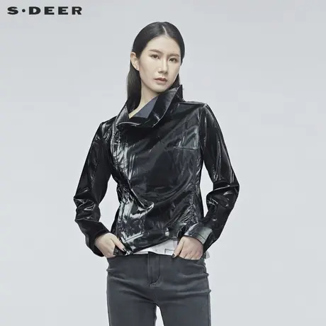 sdeer圣迪奥春秋女装高领防风未来设计感长袖夹克外套潮S20182210图片