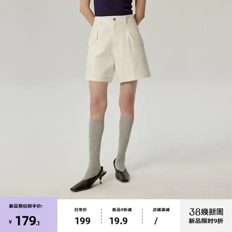 omont蛋挞家  休闲工装短裤春季新款高腰显瘦阔腿五分裤子商品大图