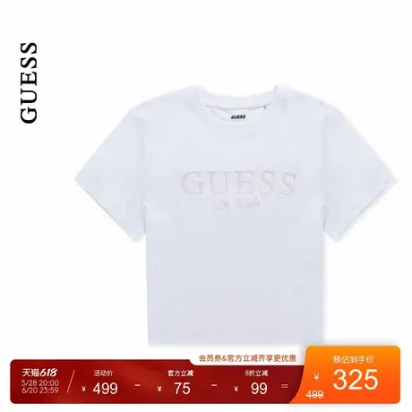 GUESS25年新款夏季女士简约LOGO印花纯色圆领短袖T恤-V5GI09K9RM1图片