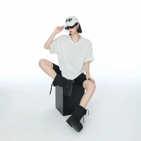 2025夏装新款纯棉纯色宽松T恤男女同款半袖ins风潮牌浅色短袖上衣图片