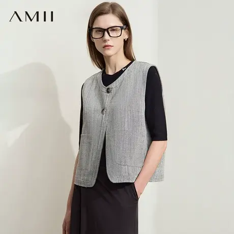 AMII【复古小香风马夹】25秋夏时尚优雅知性干练小香风马甲女商品大图