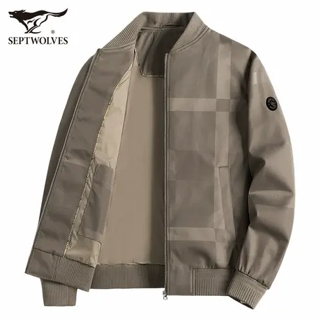 七匹狼男士夹克2025秋季新款棒球领格子提花时尚外套休闲男装潮流图片