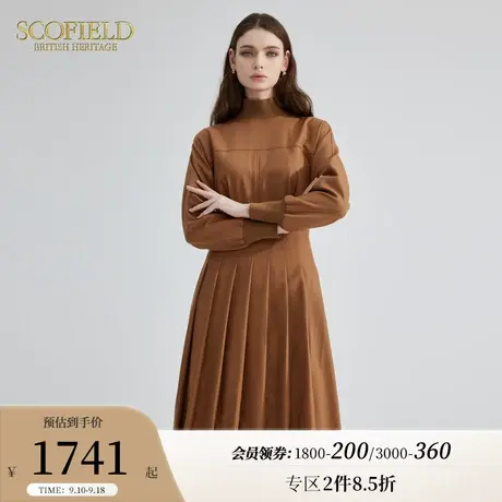 【羊毛】Scofield女优雅气质通勤长袖百褶美拉德风连衣裙秋冬新款图片