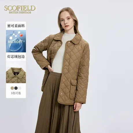 【密可柔防泼水】Scofield女装翻领收腰绗缝棉服外套冬季商品大图