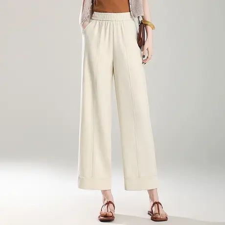2025新款夏季百搭阔腿裤女高腰显瘦宽松垂感休闲直筒裤薄款九分裤图片