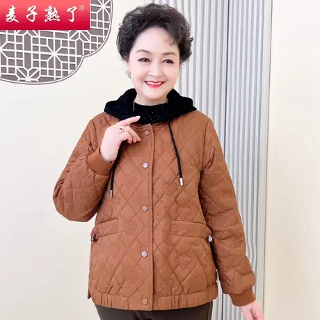 2023秋季新款妈妈装连帽棉袄衣服保暖外套冬夹棉中老年人女奶奶装商品大图