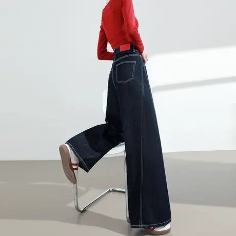 莱赛尔天丝阔腿牛仔裤女夏季薄款高腰垂感宽松显瘦百搭直筒拖地裤商品大图