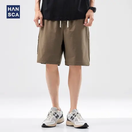 hansca美式休闲短裤男夏季复古潮牌2024夏季新款宽松百搭五分裤子商品大图