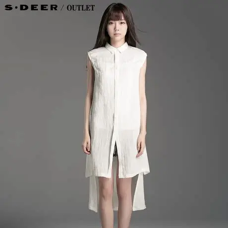 【🏻新品】🏼sdeer圣迪奥2015夏装新品女装素雅麻质长款衬衫4280684商品大图