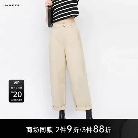 【商场同款】sdeer圣迪奥女OL风高腰插袋直筒休闲长裤S25280834图片