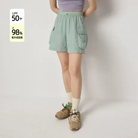 omont蛋挞家 复古工装薄款防晒短裤夏季新高腰显瘦百搭休闲裤商品大图