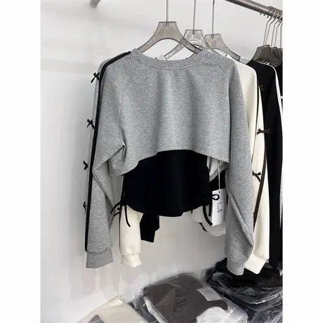 chic甜辣卫衣背心两件套女春秋装韩版修身短款小个子上衣套装潮图片