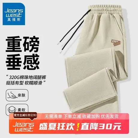 GV真维斯重磅裤子男款春秋美式休闲宽松大码直筒裤男士垂感长裤B图片