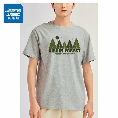 DE真维斯男装2024夏季新款 创意时尚印花图案T恤休闲圆领短袖上衣商品大图