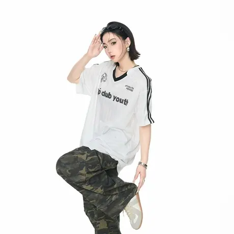 2025新款潮牌字母印花短袖T恤女夏季街头风情侣款潮流半袖上衣图片