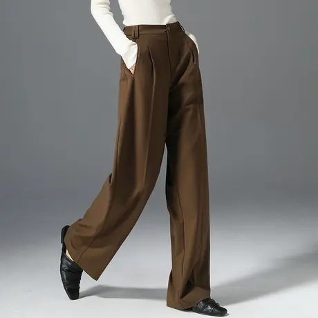 高腰直筒西装裤女2024秋季新款春秋垂感拖地裤休闲阔腿裤显瘦长裤商品大图