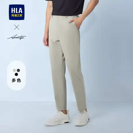 HLA/海澜之家轻商务时尚休闲裤2025新款春夏弹力半松紧腰九分裤男图片