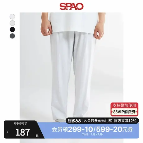 SPAO韩国同款夏季男士时尚松紧腰纯简约通勤纯色长裤休闲西装裤图片