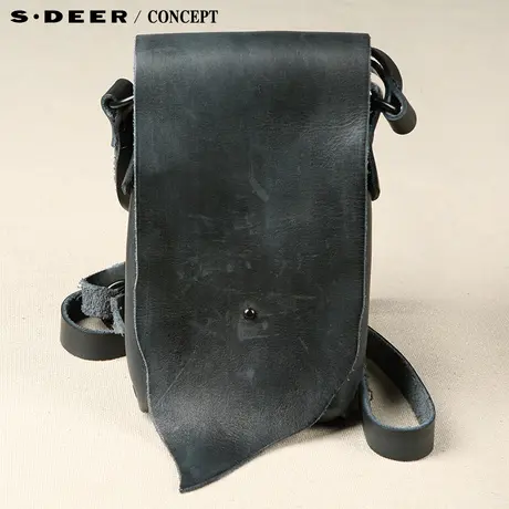 【新品】sdeer圣迪奥正品设计感扣眼搭袢牛皮单肩女包S15183893图片
