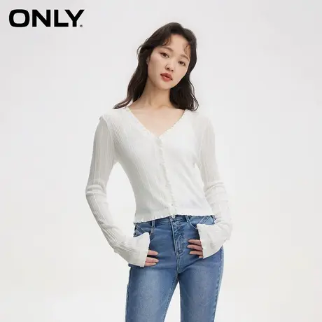 ONLY奥莱夏季设计感休闲百搭V领亮片开衫针织衫女商品大图