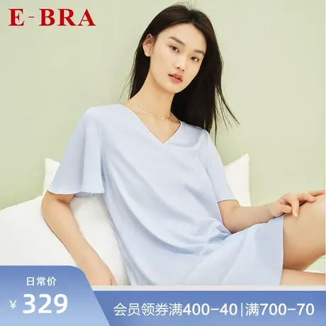 安莉芳旗下E-BRA薄款短袖睡裙女长款宽松喇叭袖睡衣家居服KL00103商品大图