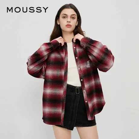 MOUSSY 夏季新品美式复古街头感情侣款长袖衬衫028HAZ30-1011图片