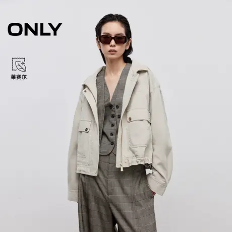 ONLY2025夏季新款飒爽工装风大口袋抽绳下摆宽松落肩立领外套女商品大图