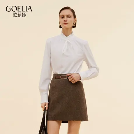 歌莉娅秋季新品荷叶领衬衫1E9L3E580商品大图