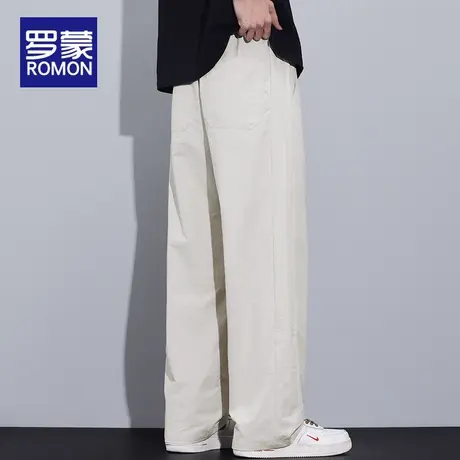 罗蒙男士休闲裤夏冰丝薄款宽松透气2025新款凉感男裤直筒阔腿长裤图片