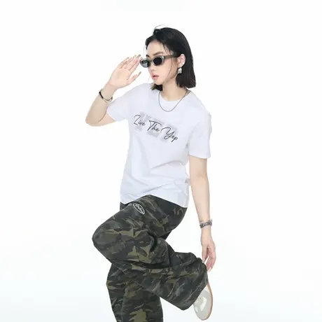 2025新款个性印花短袖T恤女夏季正肩短款修身辣妹ins风半袖上衣图片