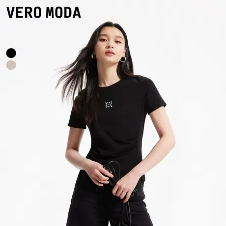 Vero Moda奥莱T恤女夏季新款休闲不对称设计感棉质短袖上衣流行商品大图