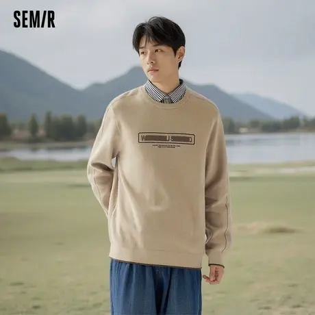 森马套头毛衫男2025春季新款条纹衬衫领时尚假两件上衣翻领针织衫图片