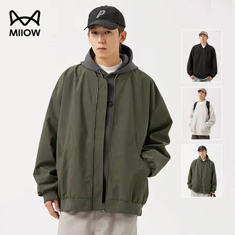 猫人美式棒球领冲锋夹克男士春秋季宽松休闲防风进藏旅游外套图片