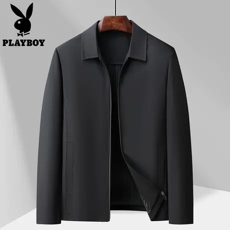 花花公子中老年干部装2025春季商务休闲翻领行政夹克外套男爸爸装图片