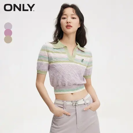 ONLY奥莱夏季简约休闲百搭撞色POLO领针织衫女商品大图