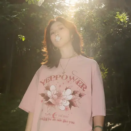 YEP复古印花纯棉t恤女2025新款情侣夏季短袖上衣宽松小众百搭半袖商品大图
