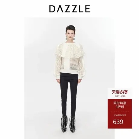 DAZZLE地素奥莱套头长袖毛衫冬优雅镂空设计毛衣上衣女图片