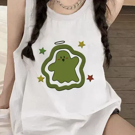 纯棉吊带运动坎肩背心无袖t恤女夏外穿高级感宽松篮球服挂脖上衣商品大图