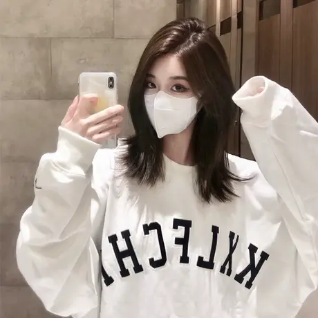 春秋新款卫衣女宽松韩版hiphop薄款胖mm宽松嘻哈oversize上衣超火商品大图