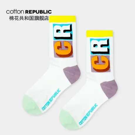 @Cotton Republic/棉花共和国字母提花女士中筒袜图片