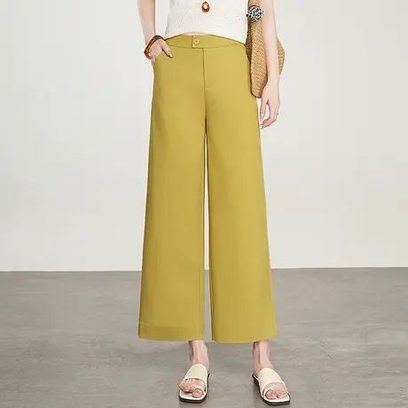 气质简约阔腿裤女2025夏季新款宽松显瘦高腰小个子百搭休闲九分裤商品大图