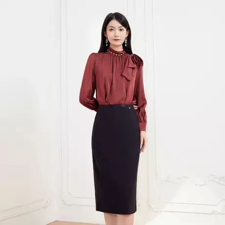 希区瑞普法式外穿高级珍珠春秋减龄百搭遮肚修身显瘦通女上衣衬衫商品大图